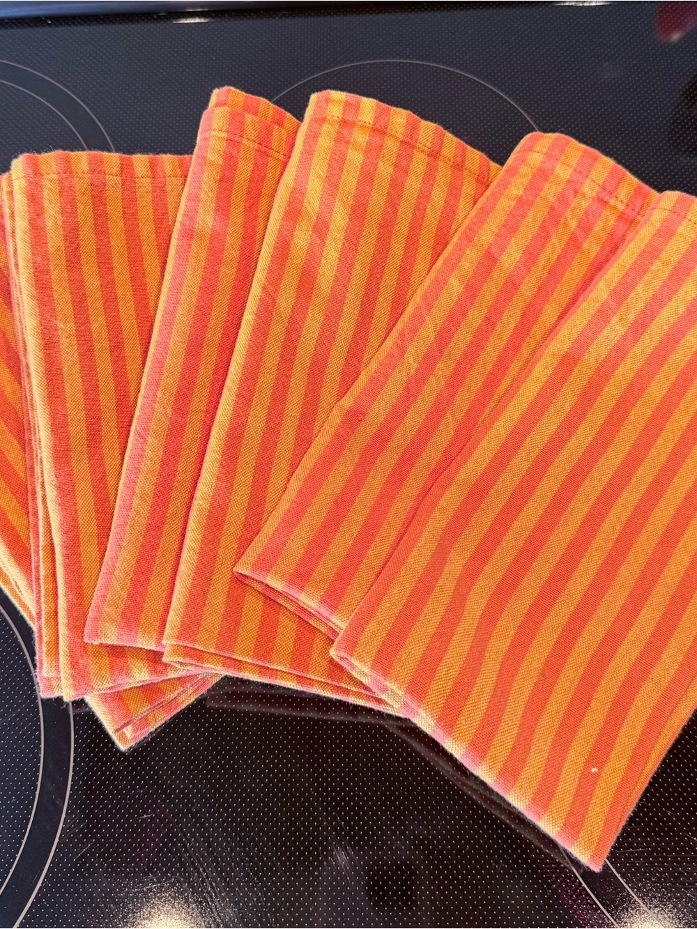 Crate & Barrel Hawaiian Stripe Napkin in Orange and Yellow 6 pieces